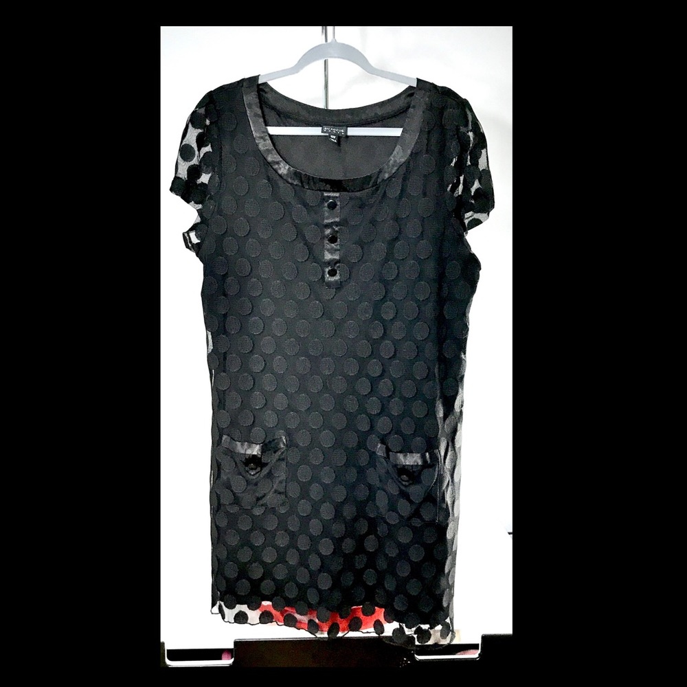 Plus Size Goth Sheer Polka Dot Black Dress 18W